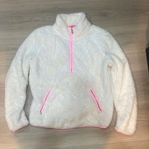 Lily Pulitzer  1/2 Zip Fleece Ice White with Hot Pink Trim